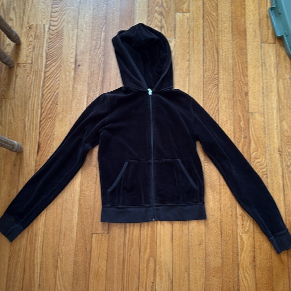 Black Juicy Couture zipper up sweatshirt hoodie L not sure if kids or adults